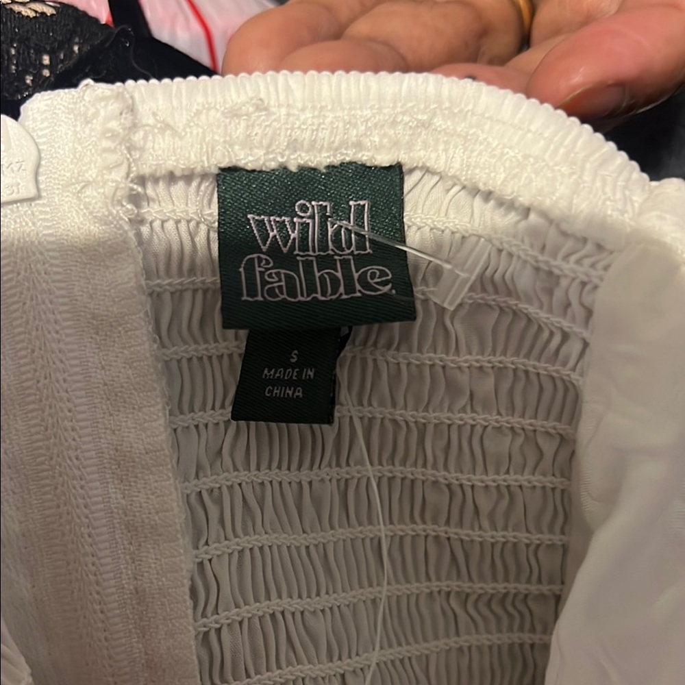 Wild Fable White Smocked midi dress